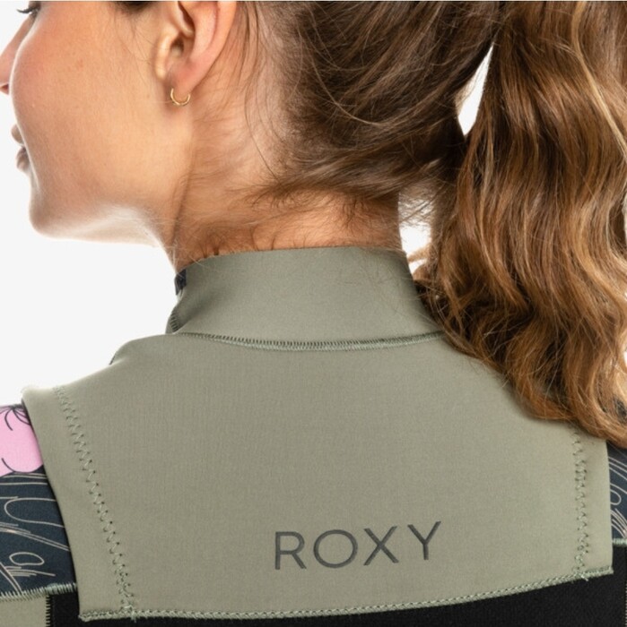 2024 Roxy Womens Elite 1.5mm Long Sleeve Front Zip Shorty Wetsuit ERJW403064 - Anthracite Classic Pro Surf